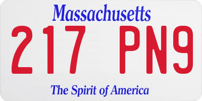 MA license plate 217PN9