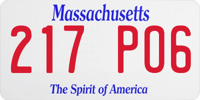MA license plate 217PO6