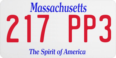 MA license plate 217PP3
