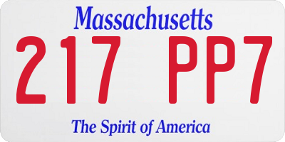 MA license plate 217PP7
