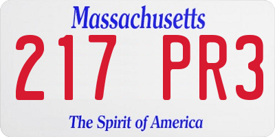 MA license plate 217PR3
