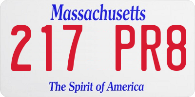 MA license plate 217PR8