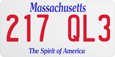 MA license plate 217QL3