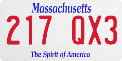 MA license plate 217QX3