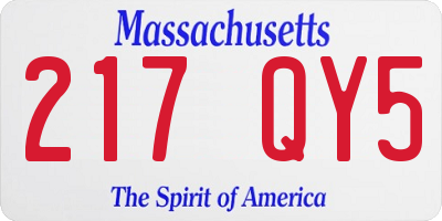 MA license plate 217QY5