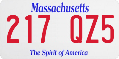 MA license plate 217QZ5