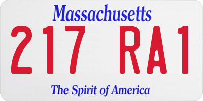 MA license plate 217RA1