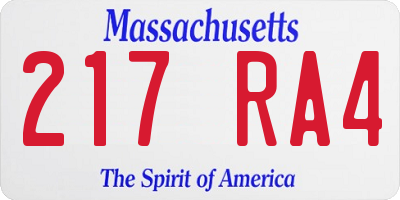 MA license plate 217RA4