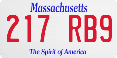 MA license plate 217RB9