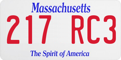 MA license plate 217RC3