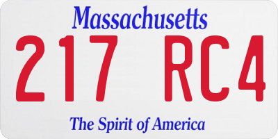 MA license plate 217RC4