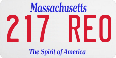 MA license plate 217RE0