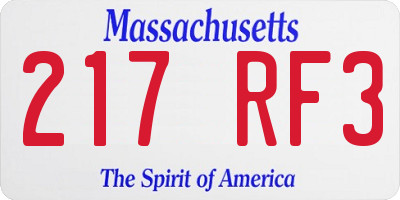 MA license plate 217RF3
