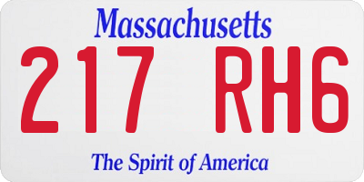 MA license plate 217RH6