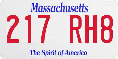 MA license plate 217RH8