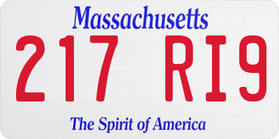 MA license plate 217RI9