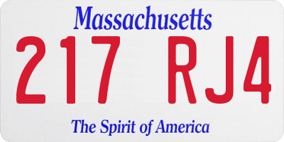 MA license plate 217RJ4