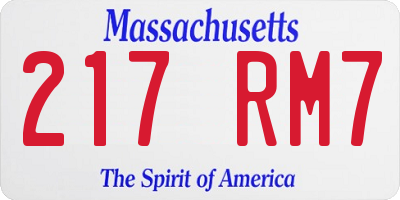 MA license plate 217RM7