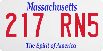 MA license plate 217RN5