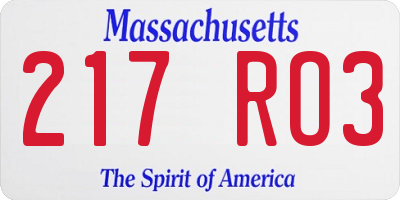 MA license plate 217RO3