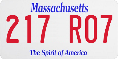 MA license plate 217RO7