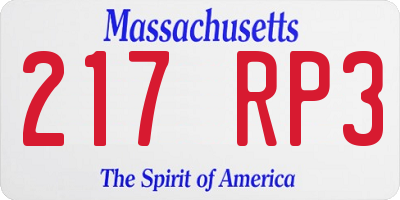 MA license plate 217RP3