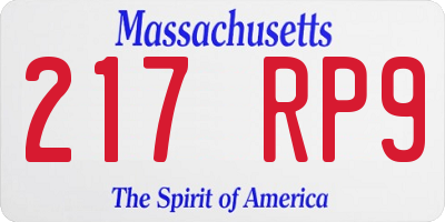MA license plate 217RP9