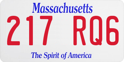 MA license plate 217RQ6