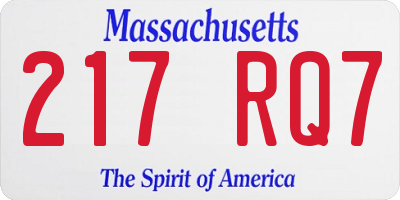MA license plate 217RQ7
