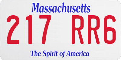 MA license plate 217RR6