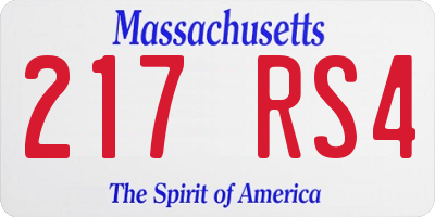 MA license plate 217RS4