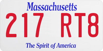 MA license plate 217RT8