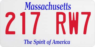 MA license plate 217RW7