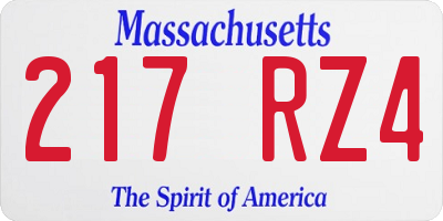 MA license plate 217RZ4