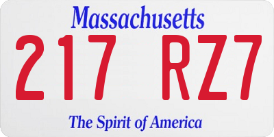 MA license plate 217RZ7
