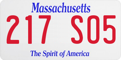 MA license plate 217SO5