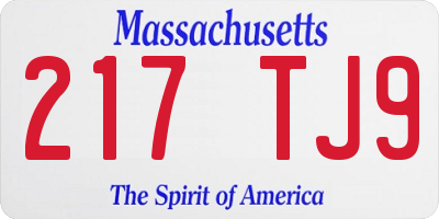 MA license plate 217TJ9