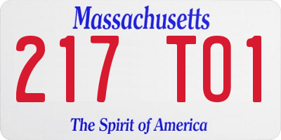 MA license plate 217TO1