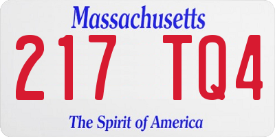 MA license plate 217TQ4