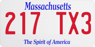 MA license plate 217TX3