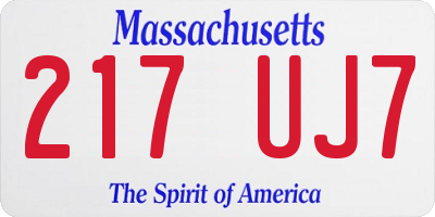 MA license plate 217UJ7