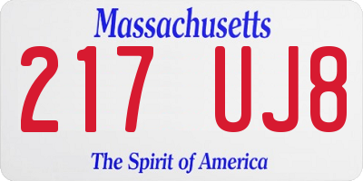 MA license plate 217UJ8