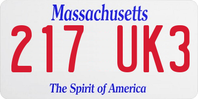 MA license plate 217UK3