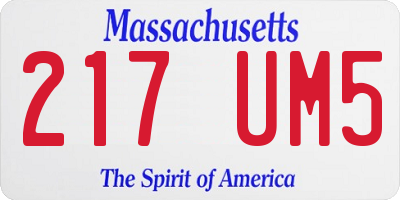 MA license plate 217UM5