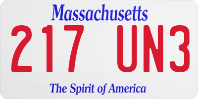 MA license plate 217UN3