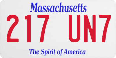 MA license plate 217UN7