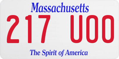MA license plate 217UO0