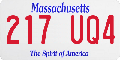 MA license plate 217UQ4