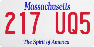 MA license plate 217UQ5