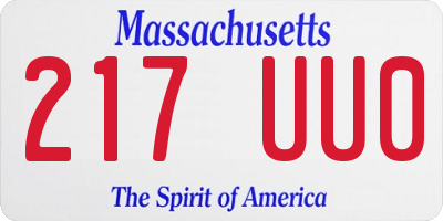 MA license plate 217UU0